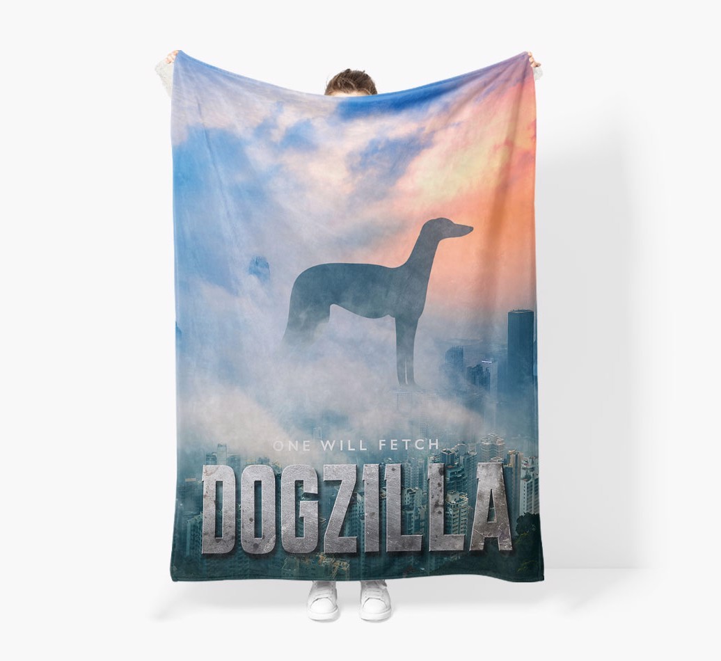 'Dogzilla' - Personalized {breedFullName} Blanket: Premium Sherpa Fleece