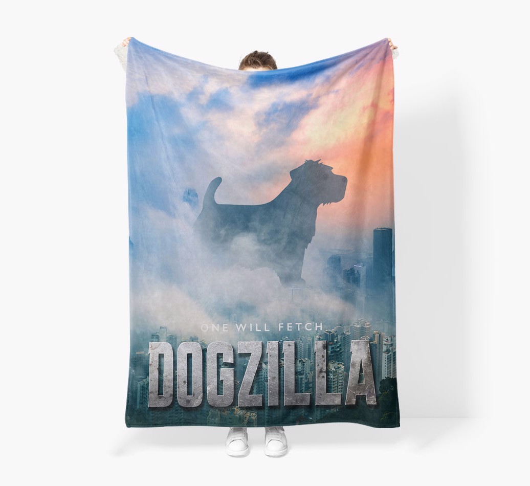 'Dogzilla' - Personalized {breedFullName} Blanket: Premium Sherpa Fleece