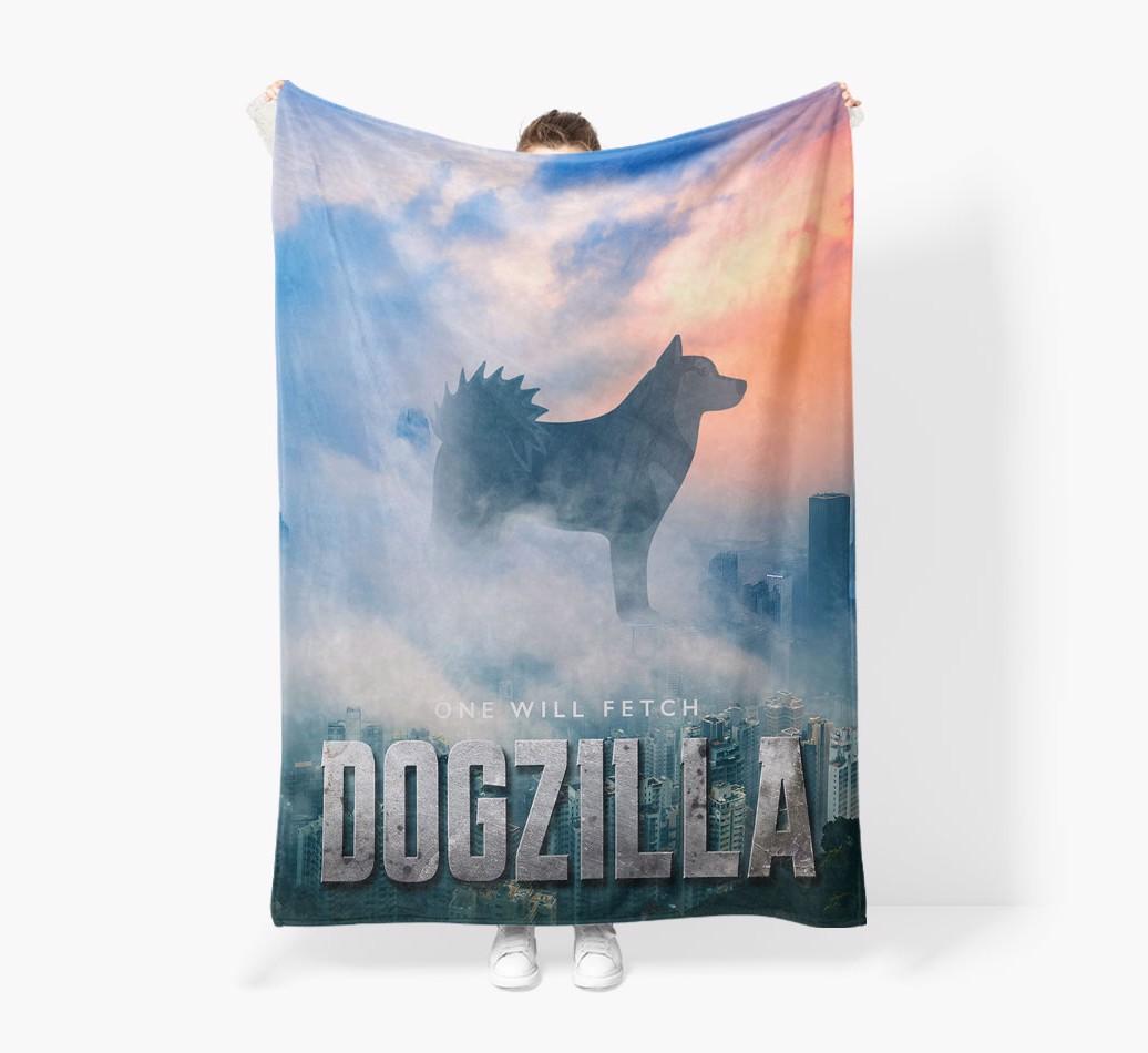 'Dogzilla' - Personalized {breedFullName} Blanket: Premium Sherpa Fleece