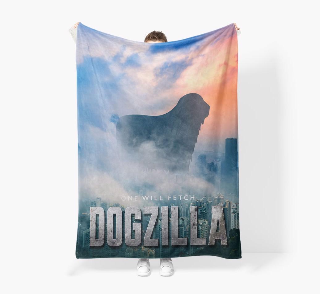 'Dogzilla' - Personalized {breedFullName} Blanket: Premium Sherpa Fleece