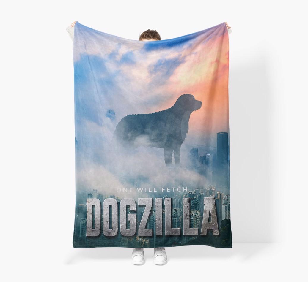'Dogzilla' - Personalized {breedFullName} Blanket: Premium Sherpa Fleece