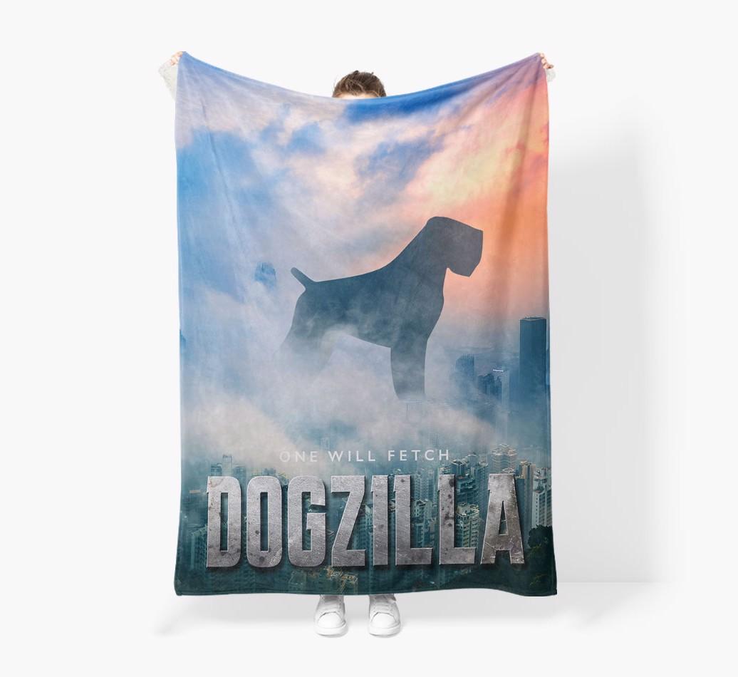 'Dogzilla' - Personalized {breedFullName} Blanket: Premium Sherpa Fleece