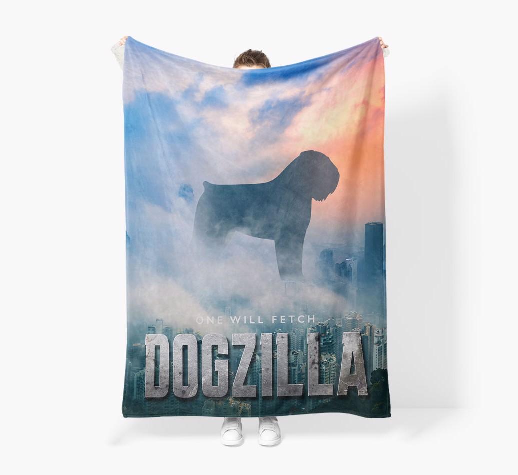 'Dogzilla' - Personalized {breedFullName} Blanket: Premium Sherpa Fleece