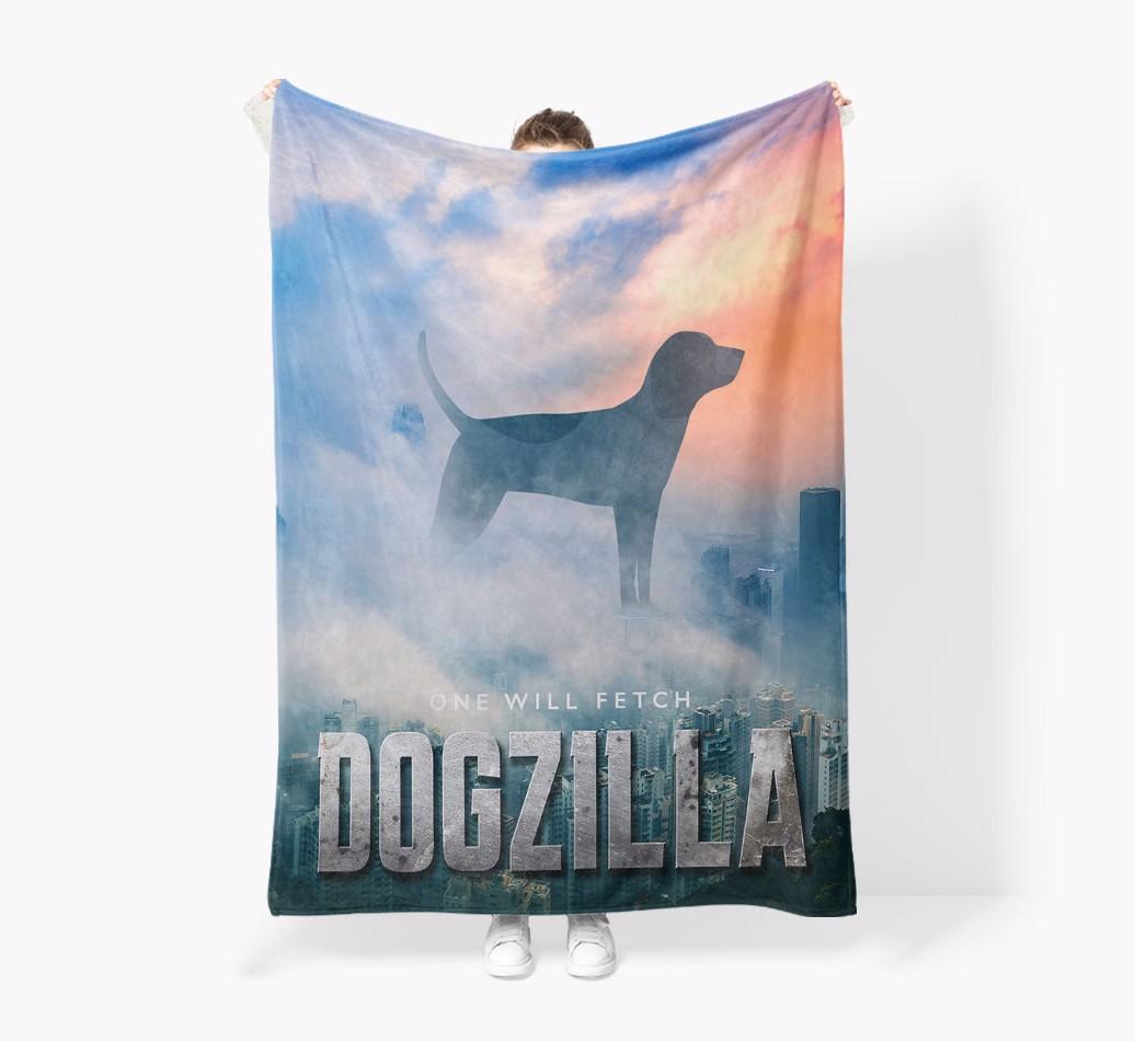 'Dogzilla' - Personalized {breedFullName} Blanket: Premium Sherpa Fleece