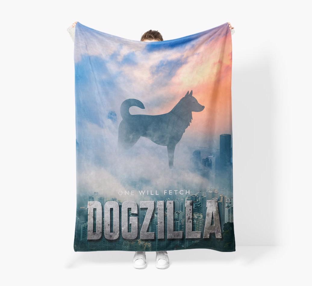 'Dogzilla' - Personalized {breedFullName} Blanket: Premium Sherpa Fleece