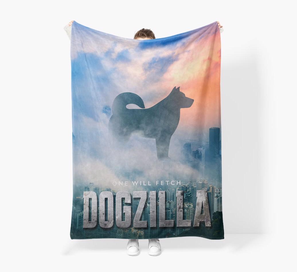 'Dogzilla' - Personalized {breedFullName} Blanket: Premium Sherpa Fleece