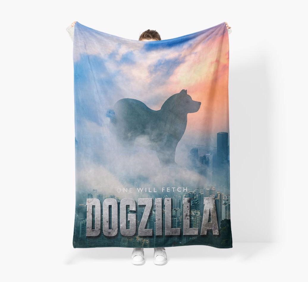 'Dogzilla' - Personalized {breedFullName} Blanket: Premium Sherpa Fleece