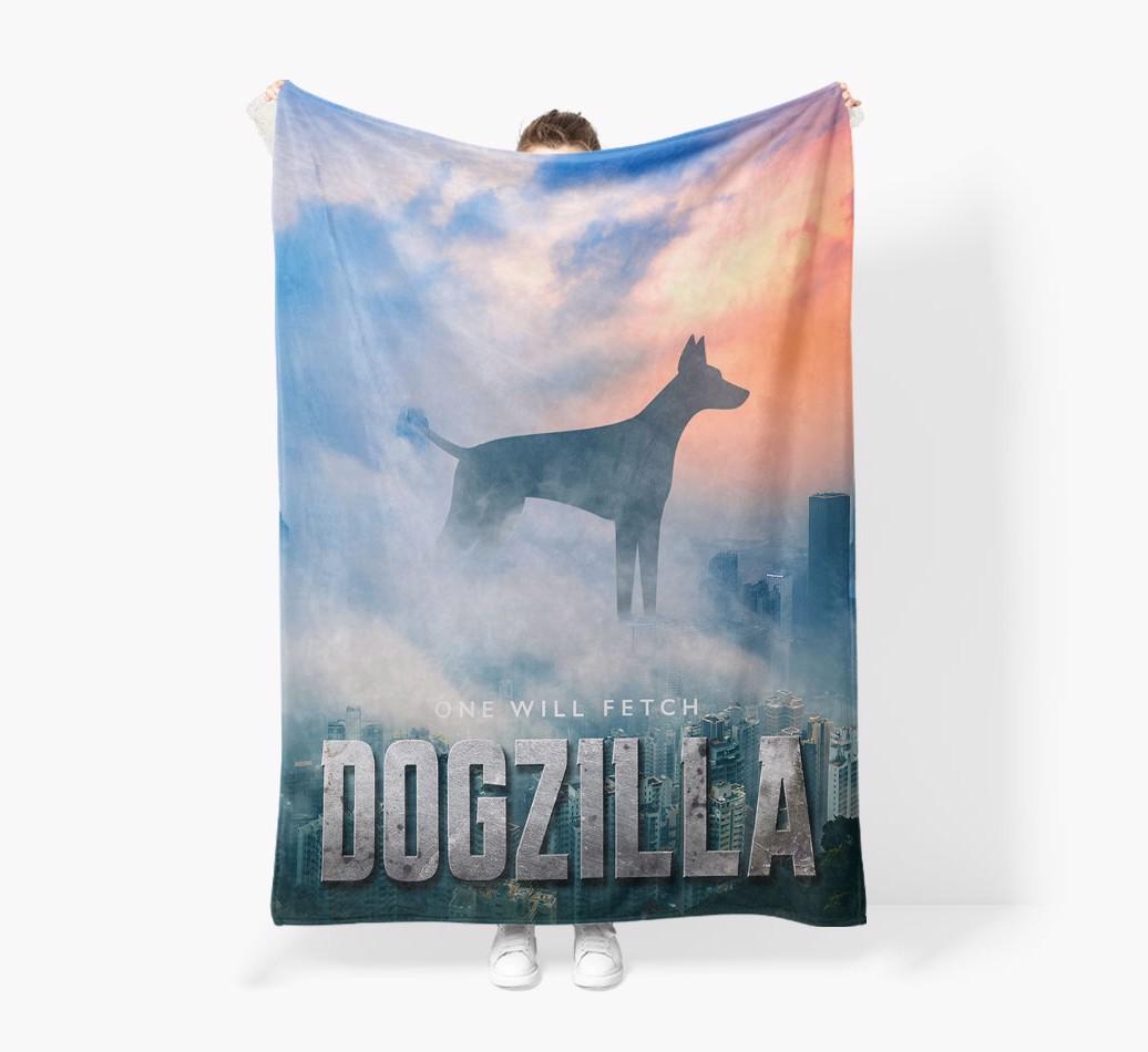 'Dogzilla' - Personalized {breedFullName} Blanket: Premium Sherpa Fleece