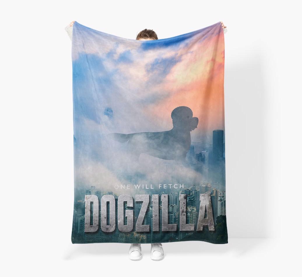 'Dogzilla' - Personalized {breedFullName} Blanket: Premium Sherpa Fleece