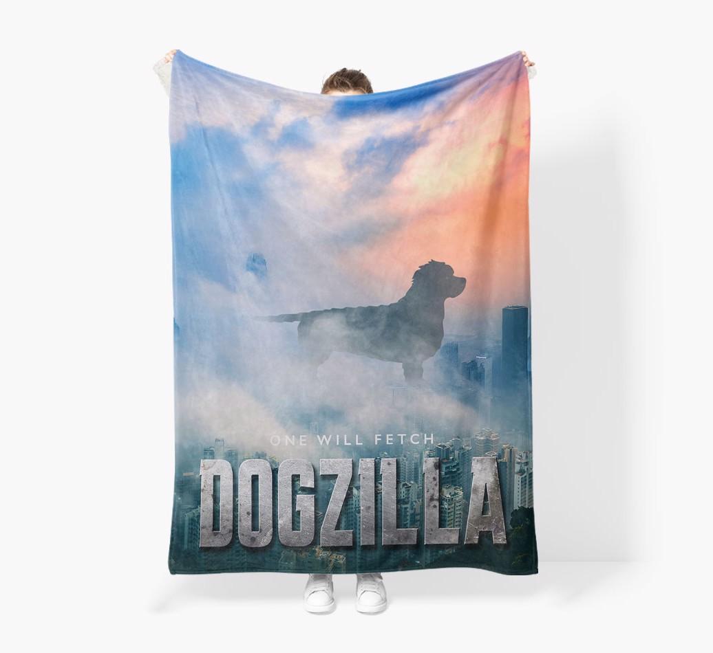 'Dogzilla' - Personalized {breedFullName} Blanket: Premium Sherpa Fleece