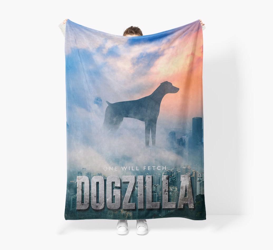 'Dogzilla' - Personalized {breedFullName} Blanket: Premium Sherpa Fleece