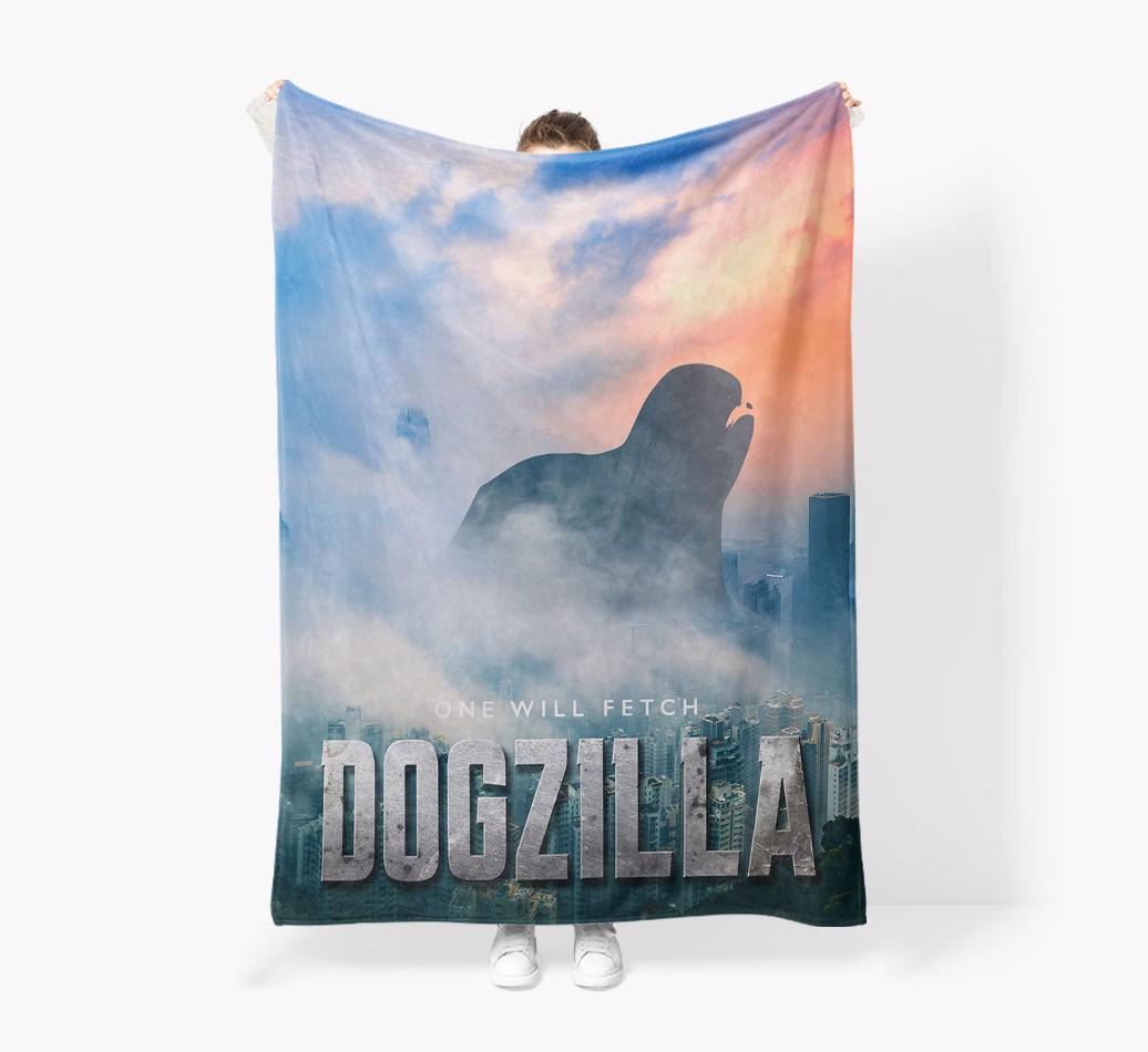 'Dogzilla' - Personalized {breedFullName} Blanket: Premium Sherpa Fleece
