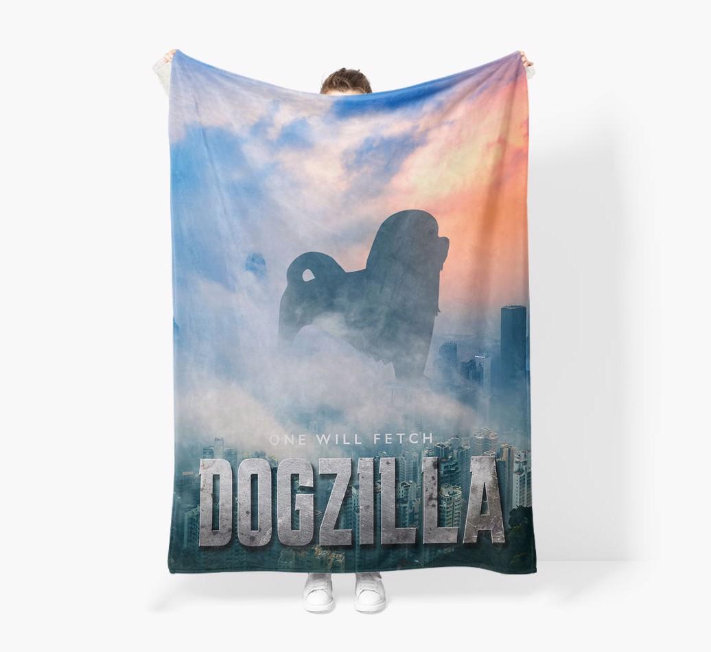 'Dogzilla' - Personalized {breedFullName} Blanket: Premium Sherpa Fleece