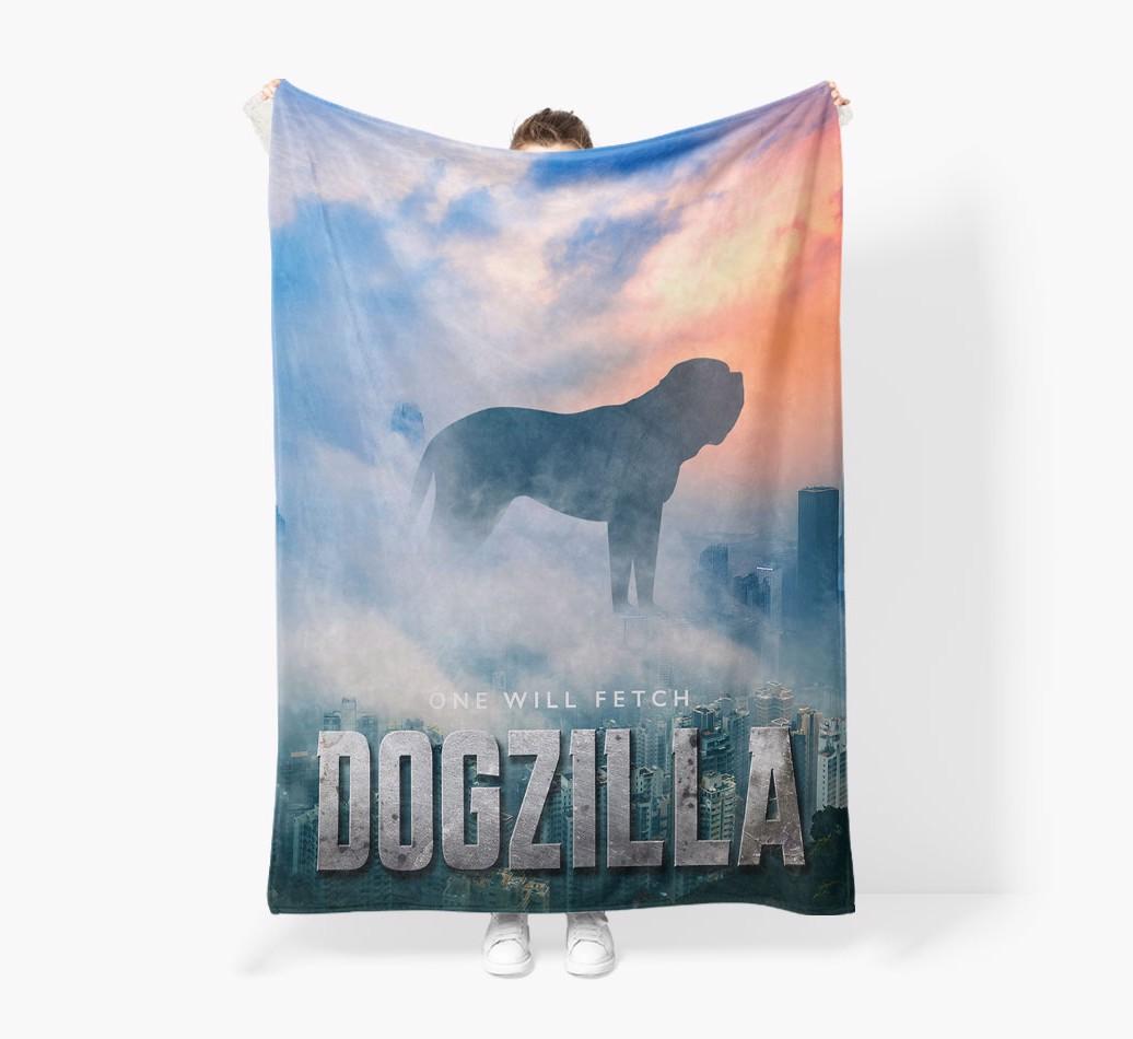 'Dogzilla' - Personalized {breedFullName} Blanket: Premium Sherpa Fleece