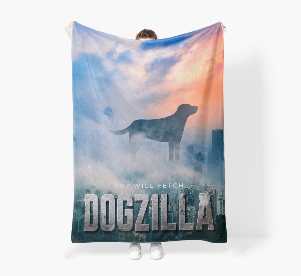 'Dogzilla' - Personalized {breedFullName} Blanket: Premium Sherpa Fleece