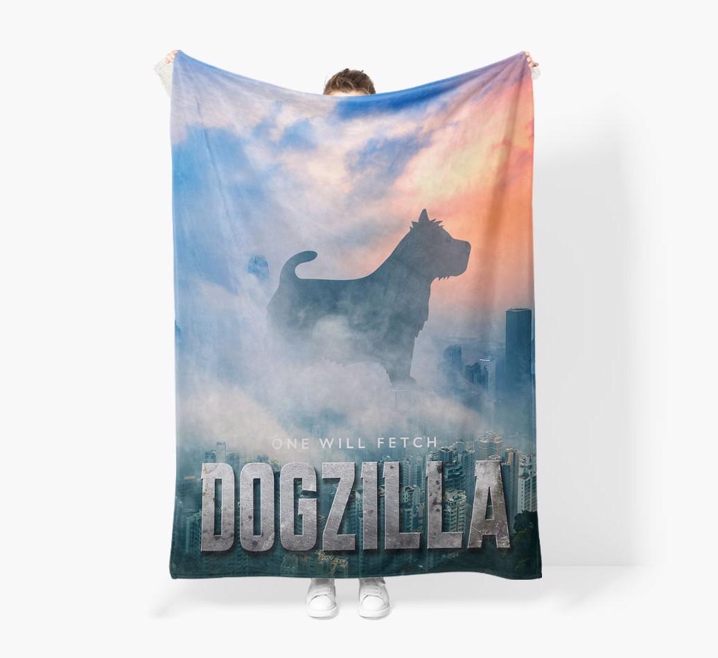 'Dogzilla' - Personalized {breedFullName} Blanket: Premium Sherpa Fleece
