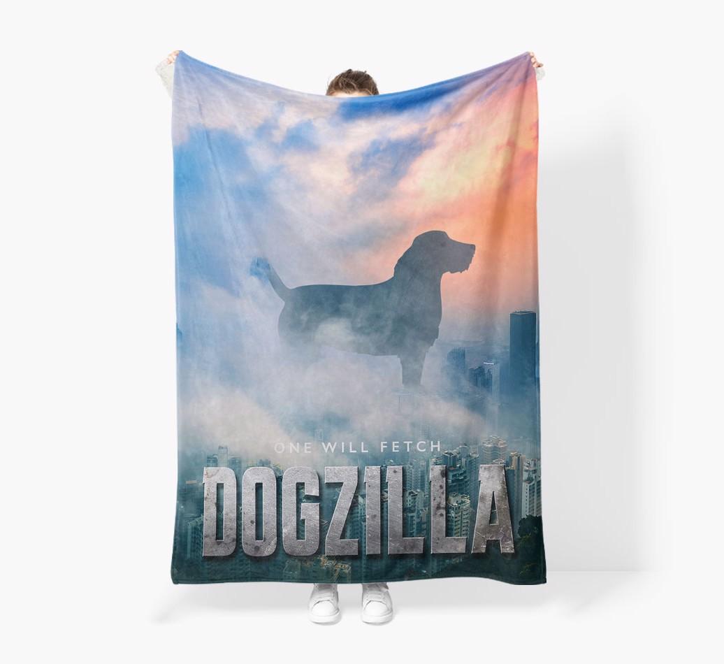 'Dogzilla' - Personalized {breedFullName} Blanket: Premium Sherpa Fleece