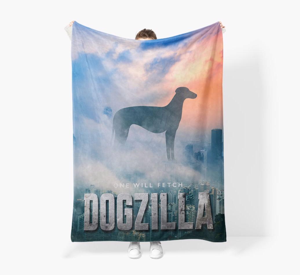 'Dogzilla' - Personalized {breedFullName} Blanket: Premium Sherpa Fleece