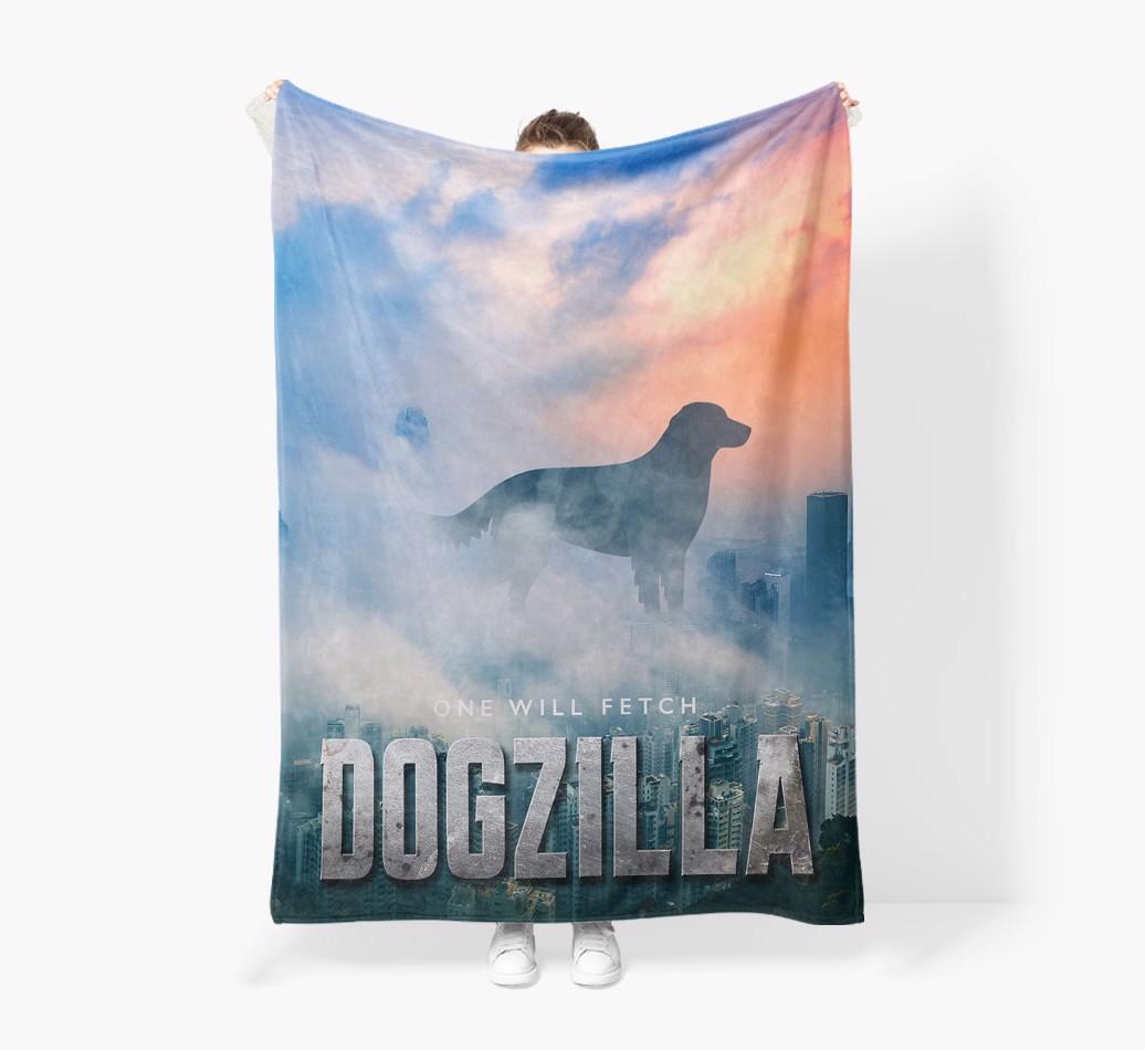 'Dogzilla' - Personalized {breedFullName} Blanket: Premium Sherpa Fleece