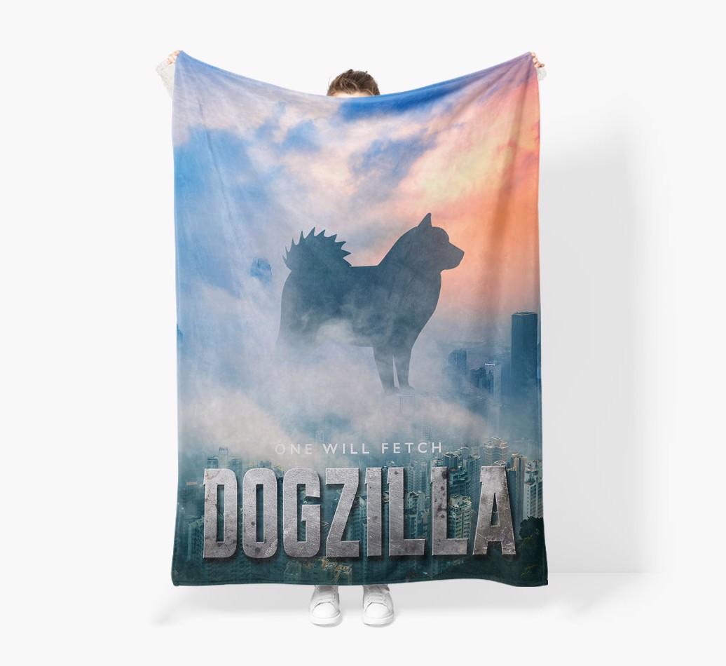 'Dogzilla' - Personalized {breedFullName} Blanket: Premium Sherpa Fleece