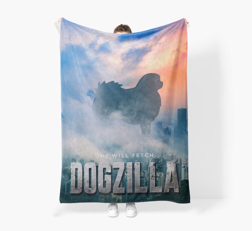 'Dogzilla' - Personalized {breedFullName} Blanket: Premium Sherpa Fleece