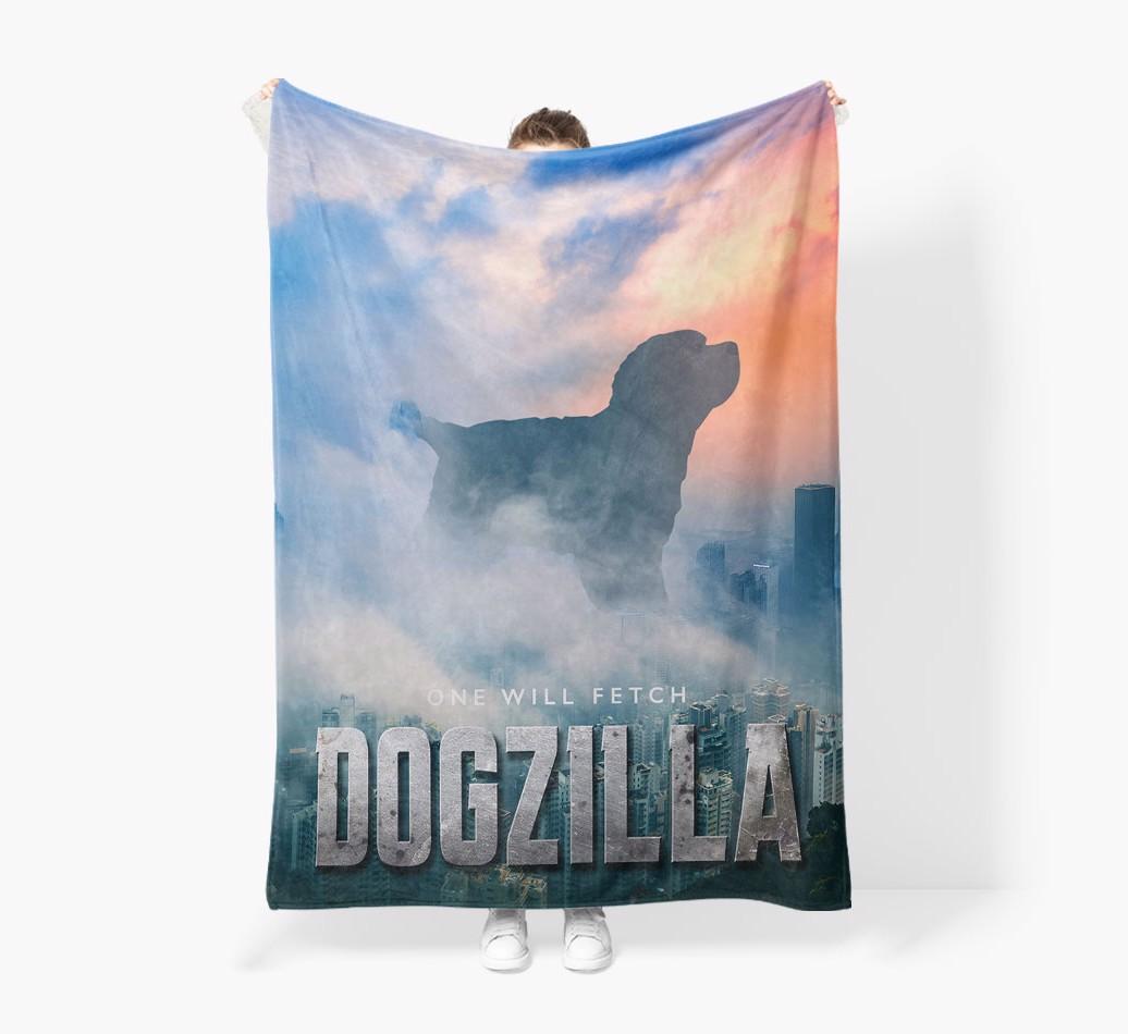 'Dogzilla' - Personalized {breedFullName} Blanket: Premium Sherpa Fleece