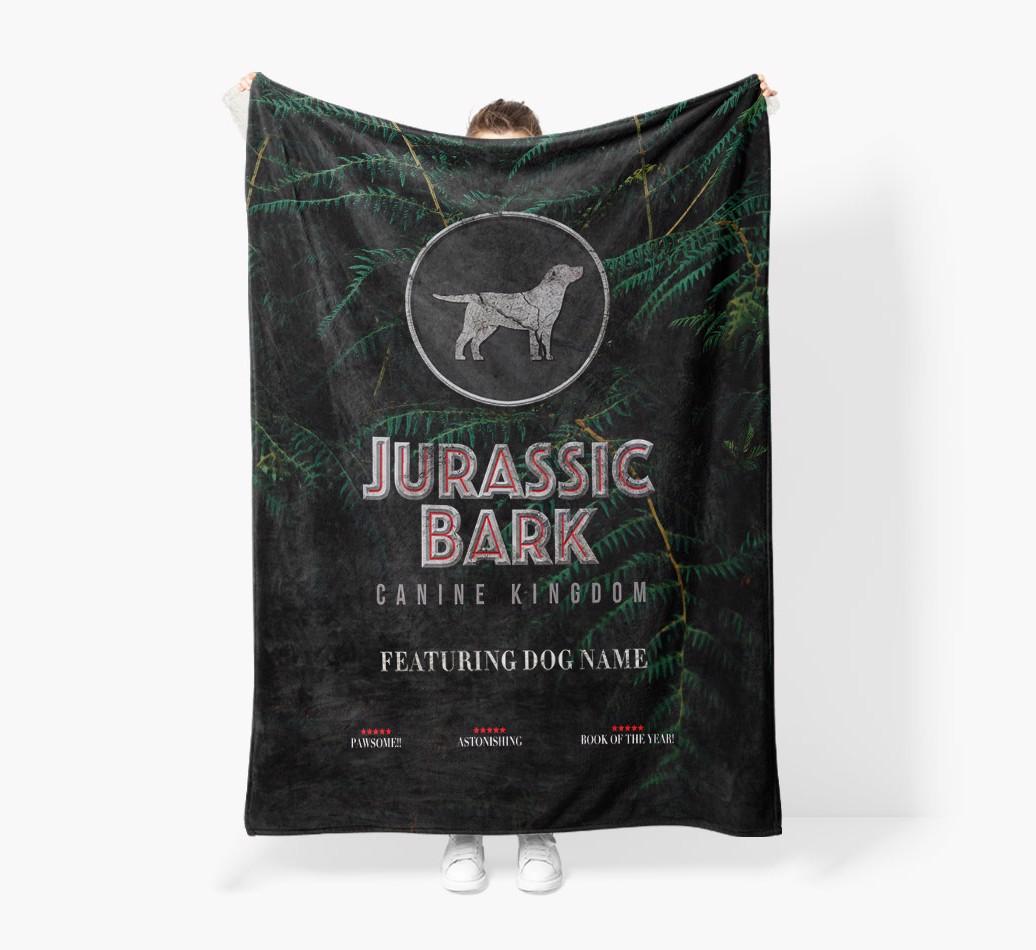 'Jurassic Bark' - Personalized {breedFullName} Blanket: Premium Sherpa Fleece
