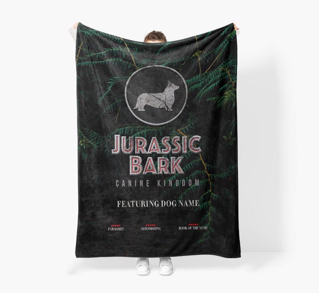 'Jurassic Bark' - Personalized {breedFullName} Blanket: Premium Sherpa Fleece
