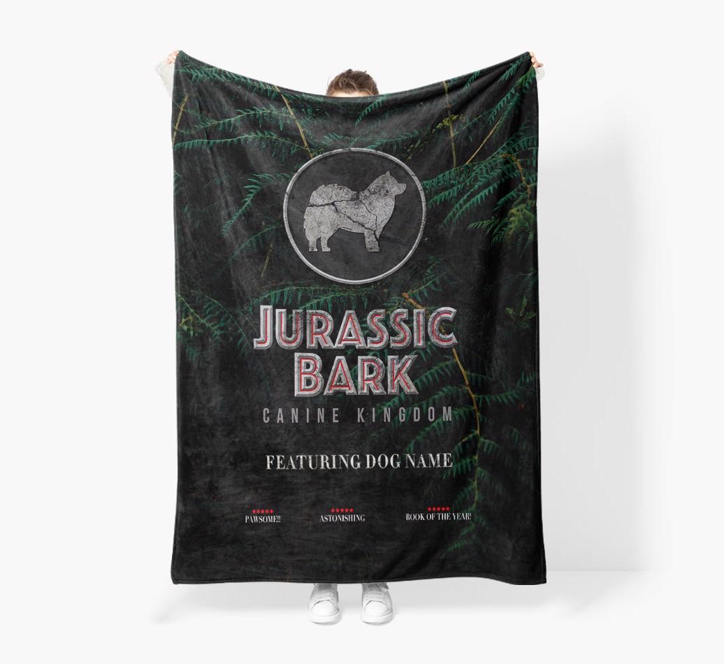 'Jurassic Bark' - Personalized {breedFullName} Blanket: Premium Sherpa Fleece