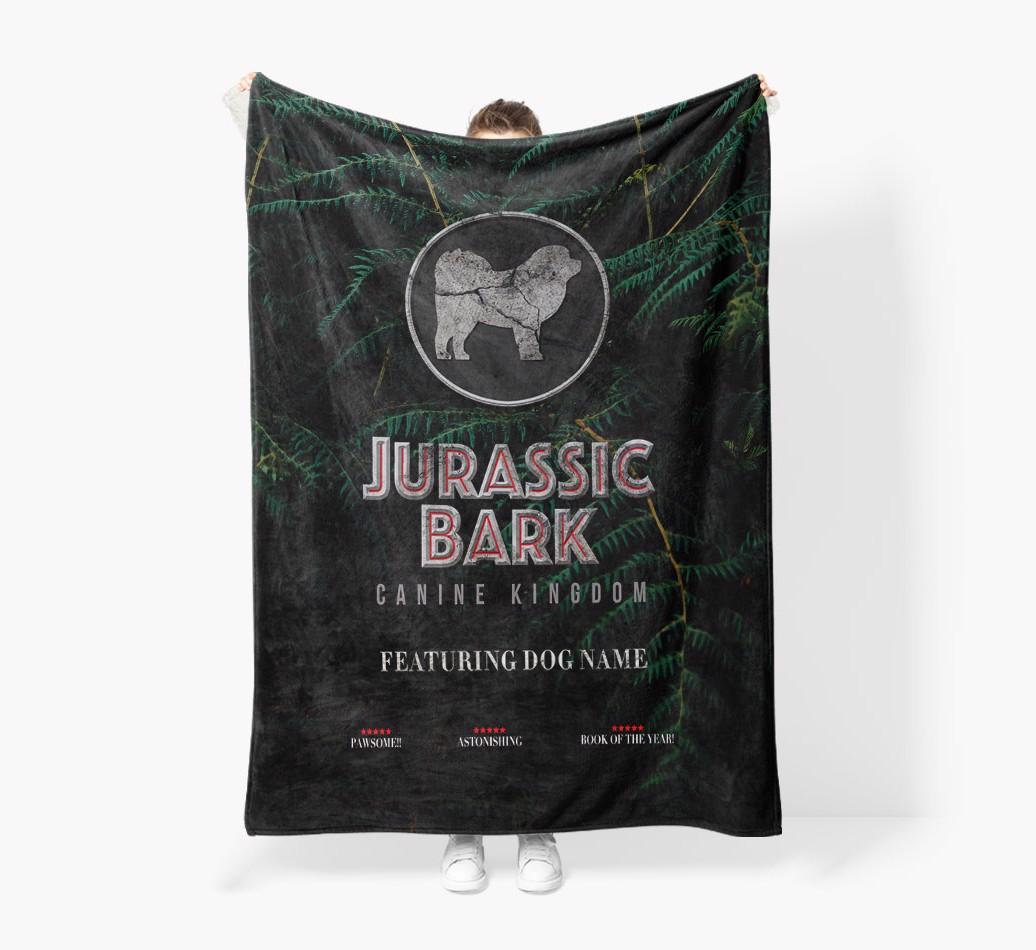 'Jurassic Bark' - Personalized {breedFullName} Blanket: Premium Sherpa Fleece