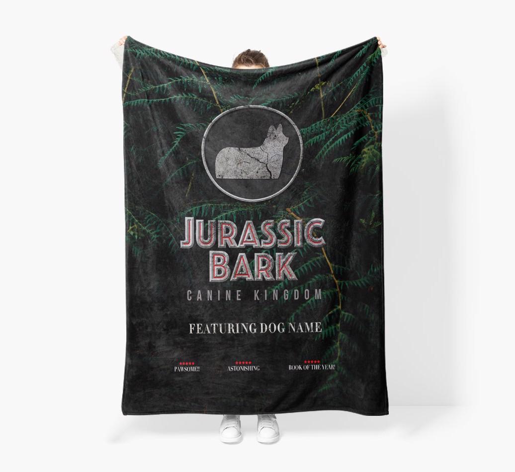 'Jurassic Bark' - Personalized {breedFullName} Blanket: Premium Sherpa Fleece
