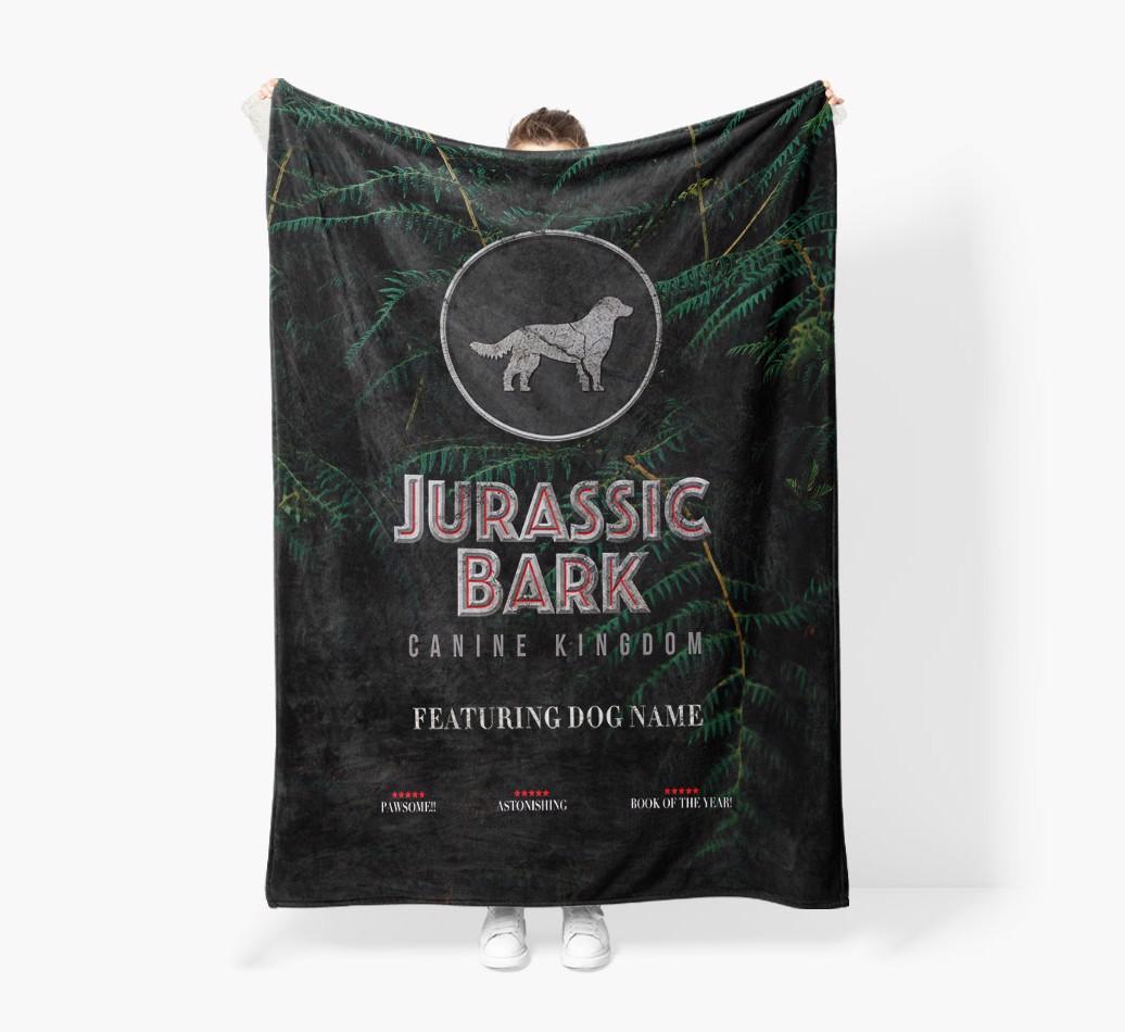 'Jurassic Bark' - Personalized {breedFullName} Blanket: Premium Sherpa Fleece