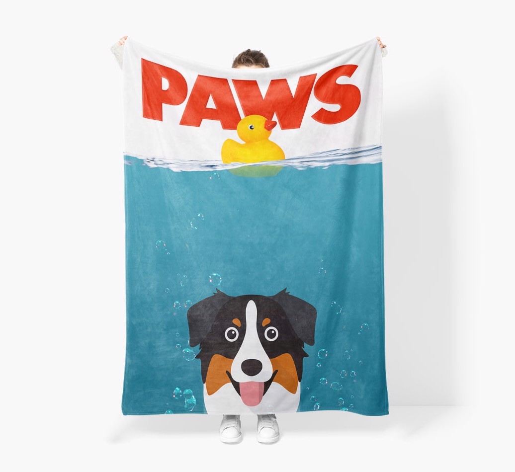 'Paws' - Personalized {breedFullName} Blanket: Premium Sherpa Fleece