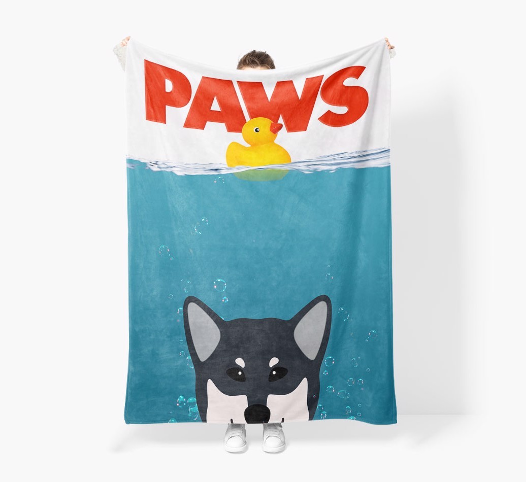 'Paws' - Personalized {breedFullName} Blanket: Premium Sherpa Fleece