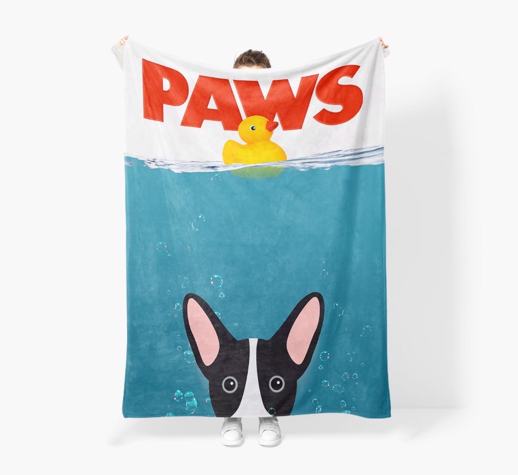 'Paws' - Personalized {breedFullName} Blanket: Premium Sherpa Fleece