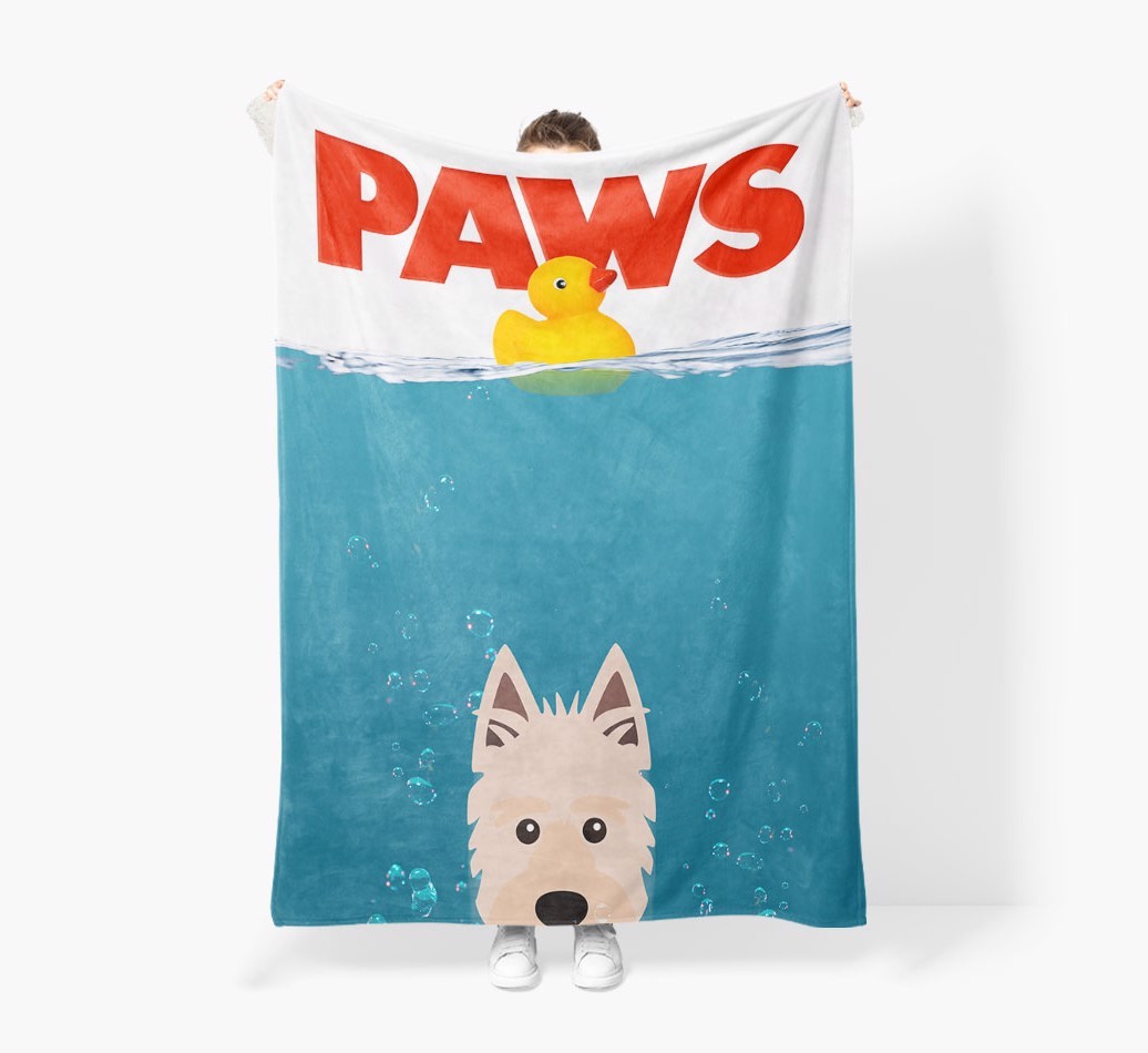 'Paws' - Personalized {breedFullName} Blanket: Premium Sherpa Fleece