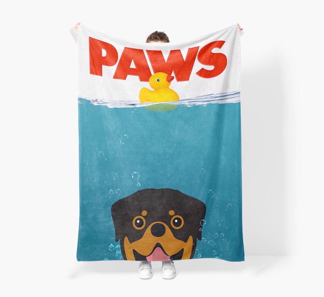 'Paws' - Personalized {breedFullName} Blanket: Premium Sherpa Fleece