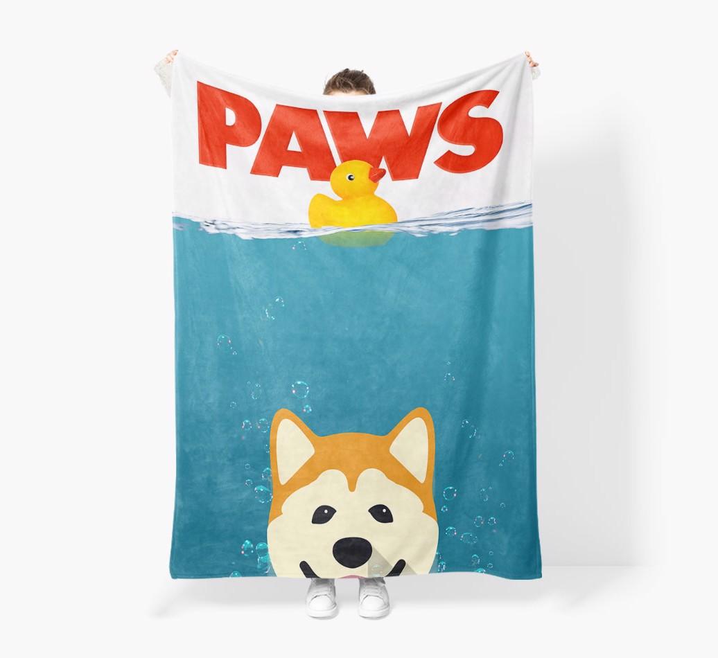 'Paws' - Personalized {breedFullName} Blanket: Premium Sherpa Fleece