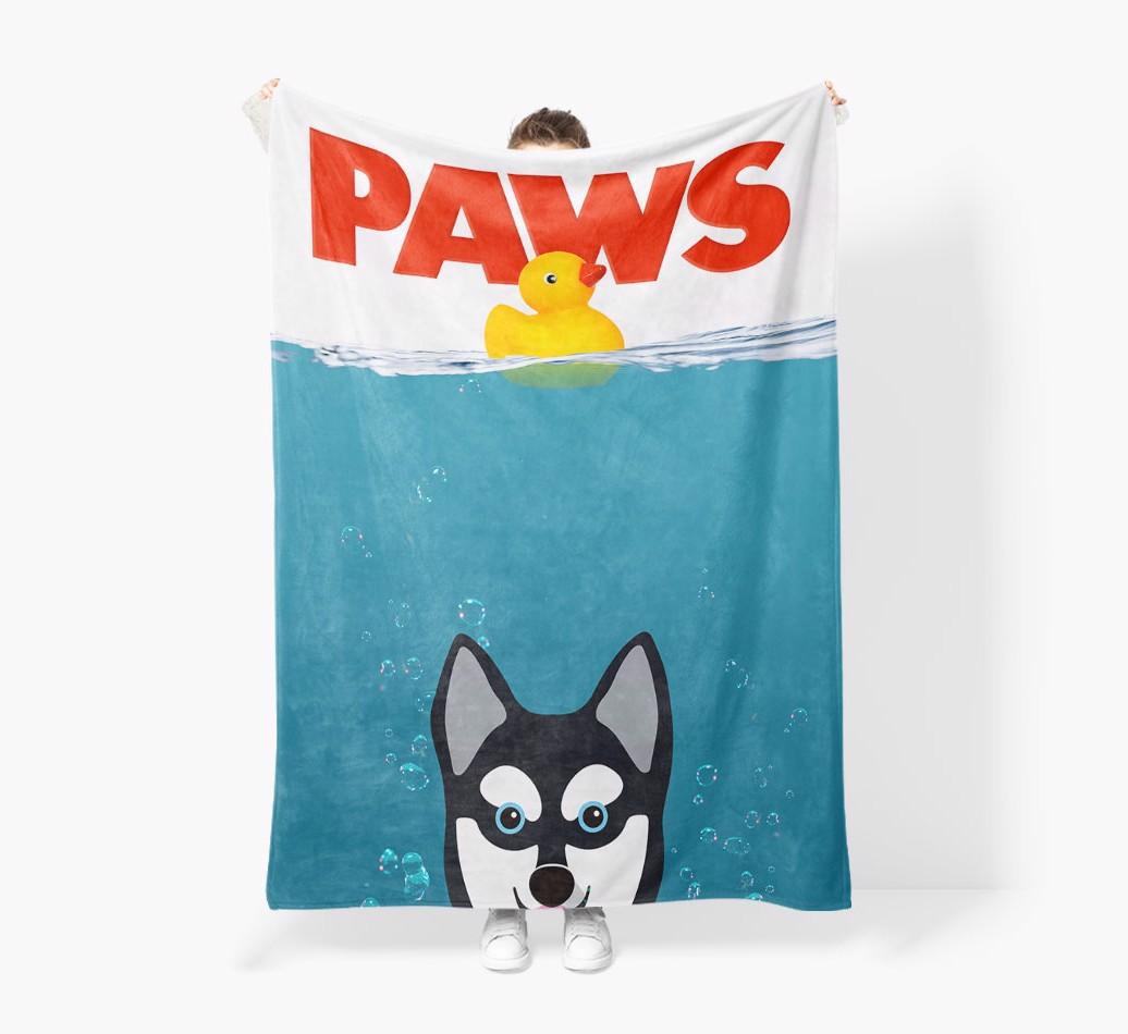 'Paws' - Personalized {breedFullName} Blanket: Premium Sherpa Fleece