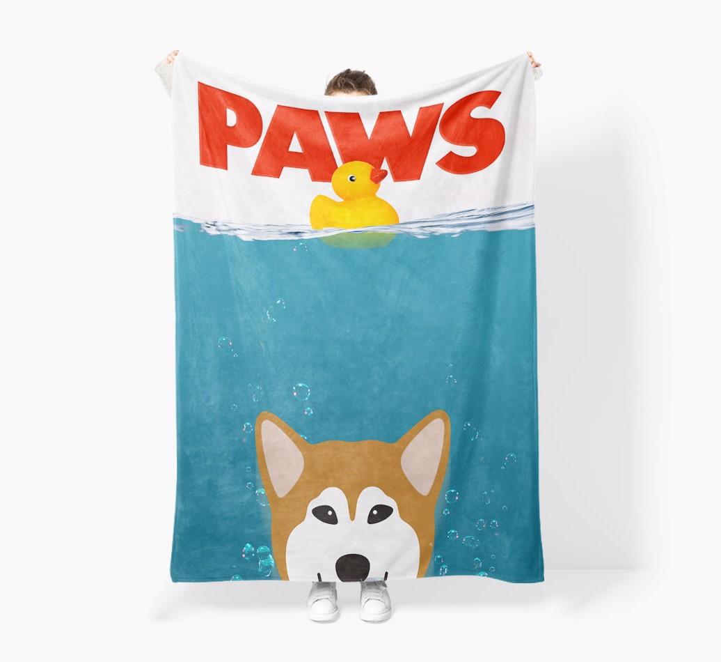 'Paws' - Personalized {breedFullName} Blanket: Premium Sherpa Fleece