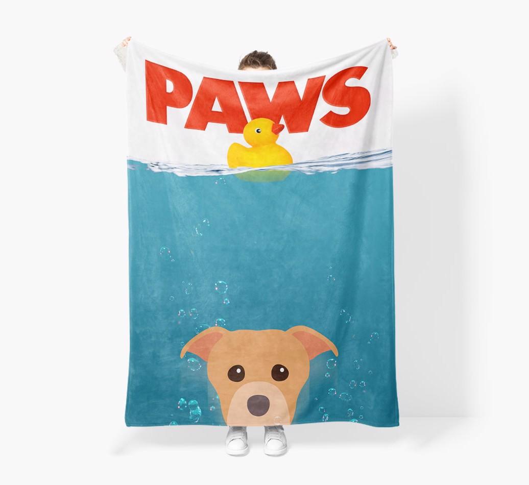 'Paws' - Personalized {breedFullName} Blanket: Premium Sherpa Fleece