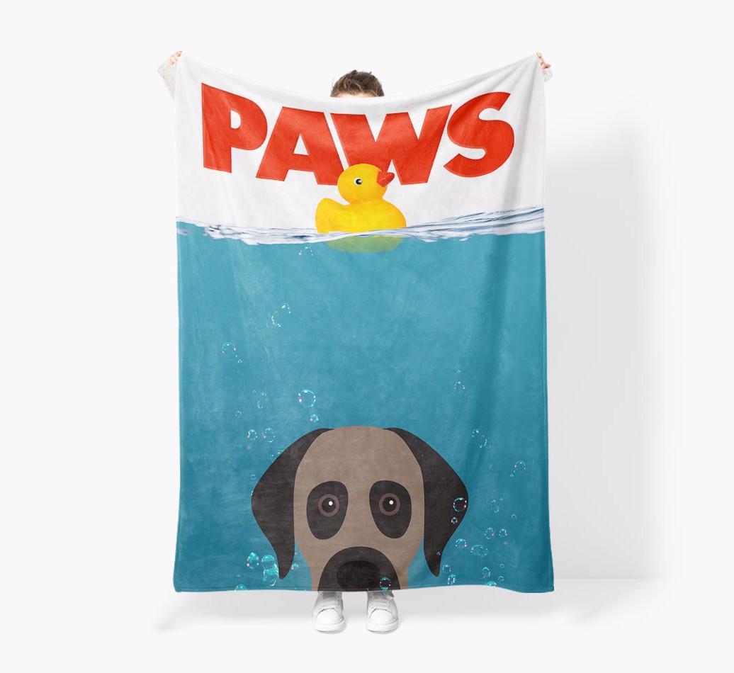 'Paws' - Personalized {breedFullName} Blanket: Premium Sherpa Fleece