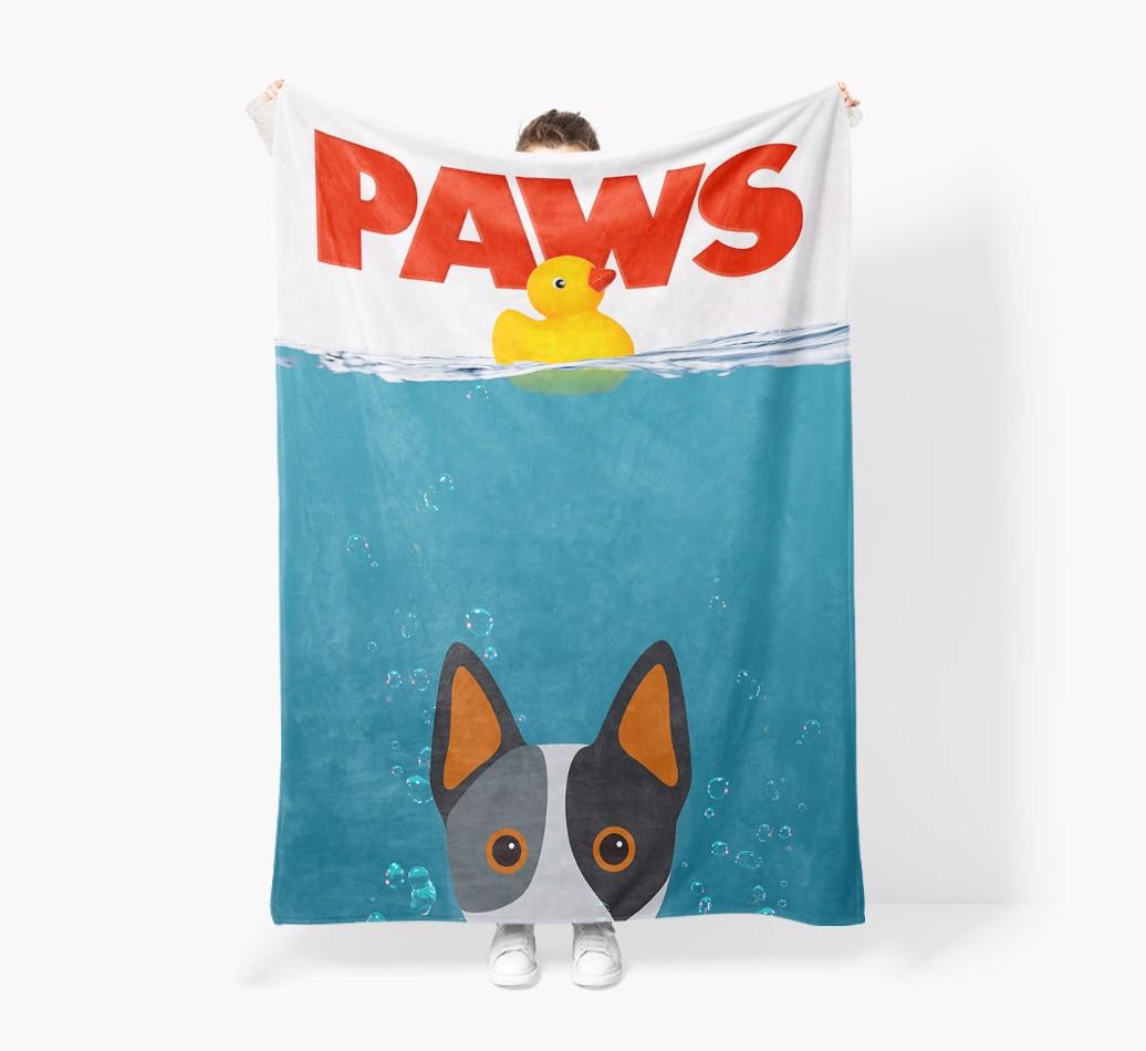'Paws' - Personalized {breedFullName} Blanket: Premium Sherpa Fleece