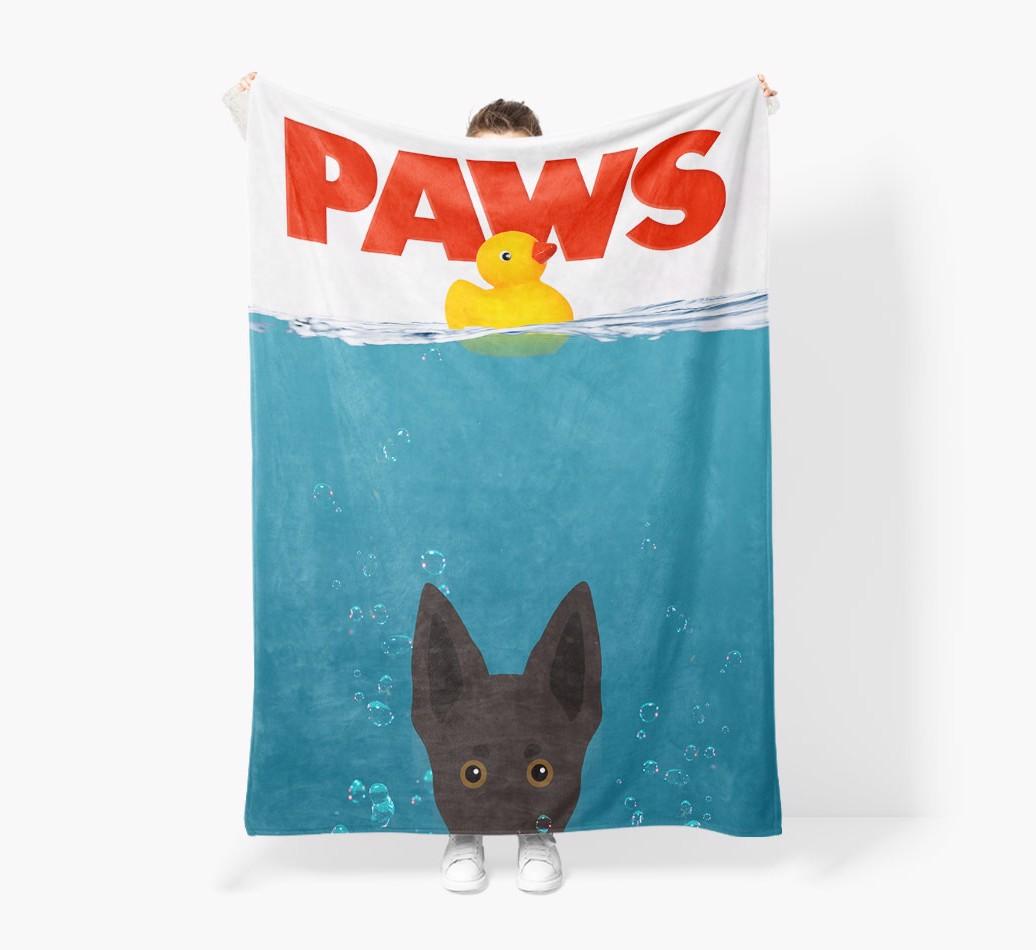 'Paws' - Personalized {breedFullName} Blanket: Premium Sherpa Fleece