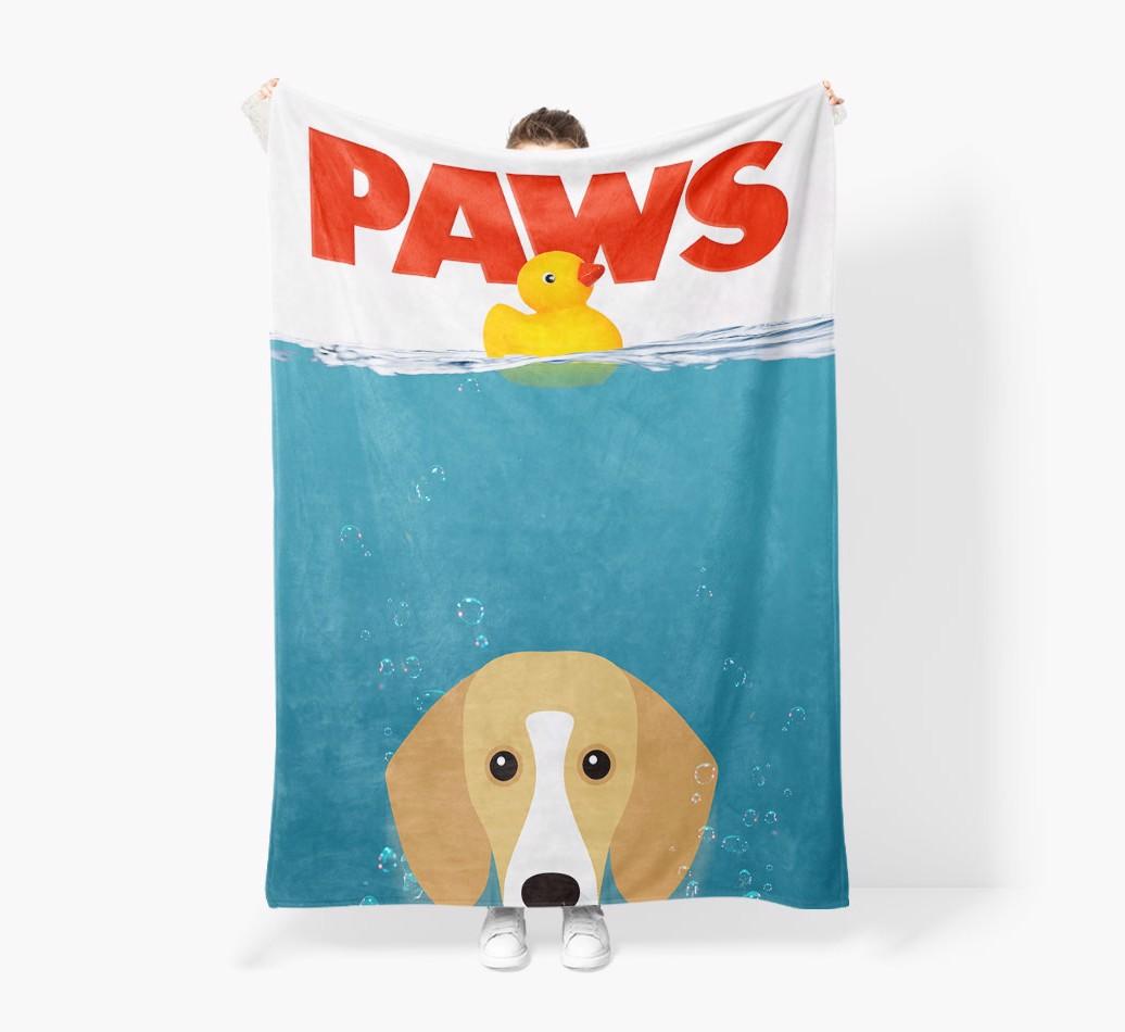 'Paws' - Personalized {breedFullName} Blanket: Premium Sherpa Fleece
