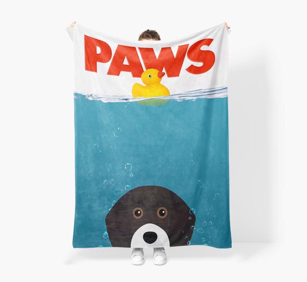 'Paws' - Personalized {breedFullName} Blanket: Premium Sherpa Fleece