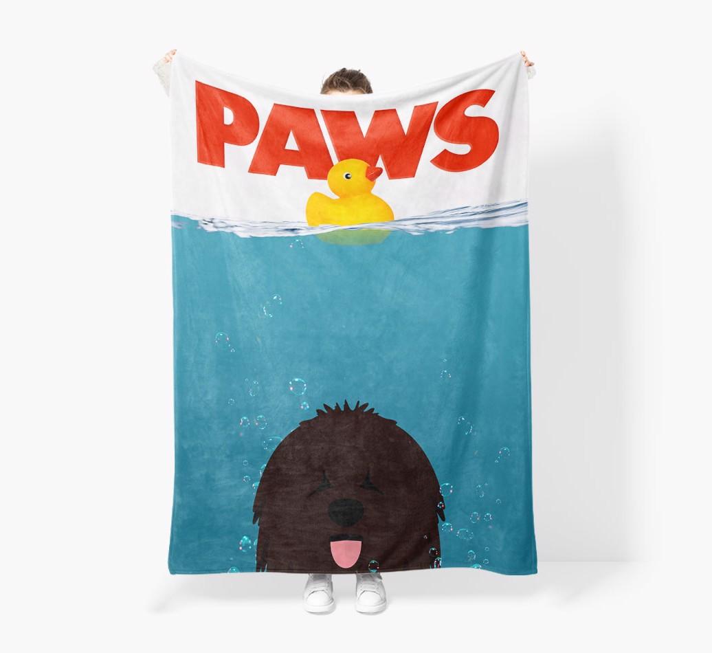 'Paws' - Personalized {breedFullName} Blanket: Premium Sherpa Fleece