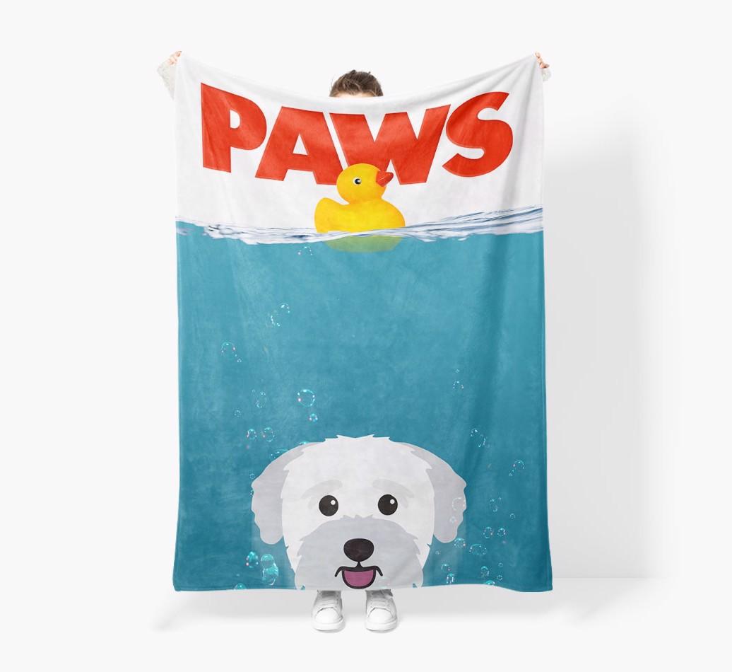 'Paws' - Personalized {breedFullName} Blanket: Premium Sherpa Fleece