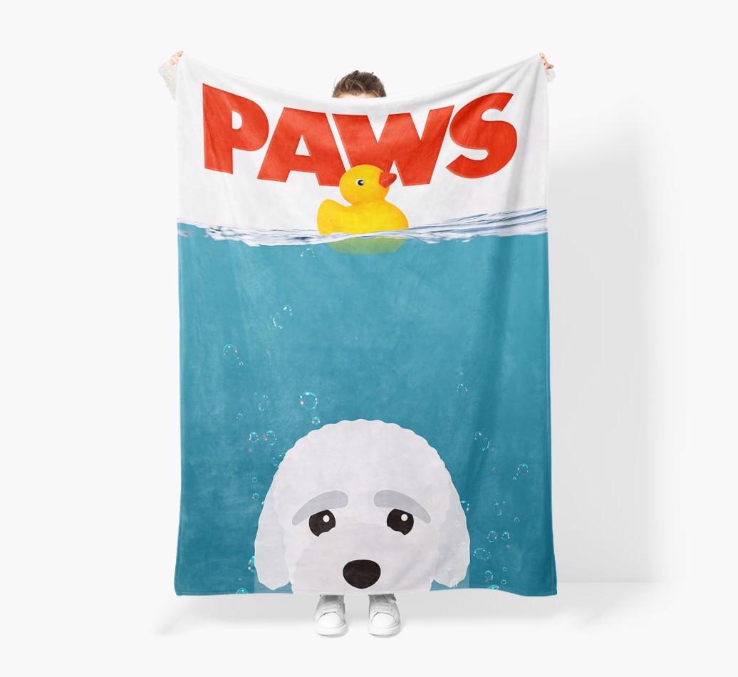 'Paws' - Personalized {breedFullName} Blanket: Premium Sherpa Fleece