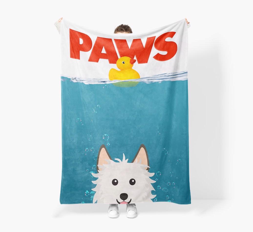'Paws' - Personalized {breedFullName} Blanket: Premium Sherpa Fleece